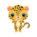 Cute baby jaguar. Jungle animal. Flat vector stock illustration on white background Royalty Free Stock Photo