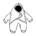 Cute baby jumpsuit. Hand-drawn children\'s overalls. Baby clothes silhouette.