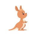Cute Baby Kangaroo, Brown Wallaby Australian Animal Character Vector Illustration Royalty Free Stock Photo