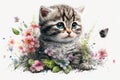 Cute Baby Kitten kawaii cute big eye isolate on white background Royalty Free Stock Photo