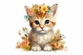 Cute Baby Kitten kawaii cute big eye isolate on white background Royalty Free Stock Photo