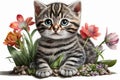 Cute Baby Kitten kawaii cute big eye isolate on white background Royalty Free Stock Photo