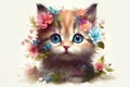 Cute Baby Kitten kawaii cute big eye isolate on white background Royalty Free Stock Photo