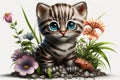 Cute Baby Kitten kawaii cute big eye isolate on white background Royalty Free Stock Photo