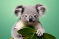 Cute Baby Koala Portrait in Vibrant Minimalist Studio. Generative AI Illustration