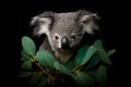 Cute Baby Koala Portrait in Vibrant Minimalist Studio. Generative AI Illustration