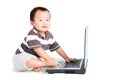 Cute baby and laptop computer Royalty Free Stock Photo