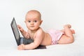 Cute baby with laptop computer Royalty Free Stock Photo