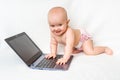 Cute baby with laptop computer Royalty Free Stock Photo