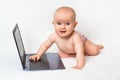 Cute baby with laptop computer Royalty Free Stock Photo