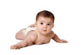 Cute baby laying on belly. Royalty Free Stock Photo