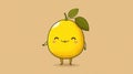 Cute baby lemon chibi picture. Cartoon happy drawn characters