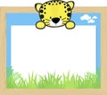 Cute baby leopard and blank board Royalty Free Stock Photo