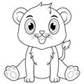 Cute baby Lion cartoon sitting line art Royalty Free Stock Photo