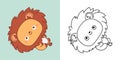 Cute Baby Lion Clipart for Coloring Page and Illustration. Happy Clip Art King Animal. Happy Vector Illustration of a