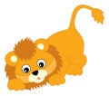 Cute Baby Lion Sneaking. Vector Lion Cub