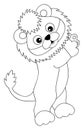 Cute Baby Lion Standing. Colouring Lion. Vector Lion Cub