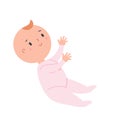 Cute baby. Little toddler sitting. Vector clip art of little kid