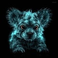 Cute Baby Lycanthrope Shape In Fire On Black Background. Generative AI Royalty Free Stock Photo