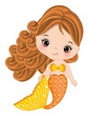Cute Little Baby Mermaid with Yellow Fishtail Royalty Free Stock Photo