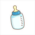 Cute baby milk bottle cartoon illustration Royalty Free Stock Photo