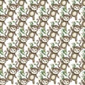 Cute baby monkey. Hand drawn adorable watercolor african animals illustration on white background. Seamless pattern Royalty Free Stock Photo