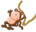 Cute baby monkey hanging on tree Royalty Free Stock Photo