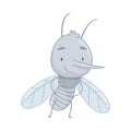 Cute baby mosquito. Adorable parasitic insect funny character cartoon vector illustration Royalty Free Stock Photo