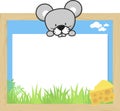 Cute baby mouse and blank board Royalty Free Stock Photo