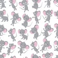 Cute baby mouse seamless pattern. Adorable toddler, newborn textile vector design