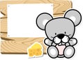 Cute baby mouse on wooden board Royalty Free Stock Photo