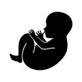 Cute baby newborn from profile black silhouette icon vector Royalty Free Stock Photo