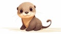 Cute Baby Otter Illustration In Studio Ghibli Style