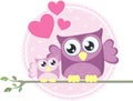 Cute baby owl and mom Royalty Free Stock Photo