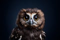 Cute Baby Owl Portrait in Bold Minimalist Studio. Generative AI illustration