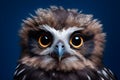 Cute Baby Owl Portrait in Bold Minimalist Studio. Generative AI illustration