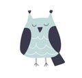 Cute baby owl sleeping. Funny Scandinavian bird asleep. Kids animal. Scandi nordic fairytale character for nursery Royalty Free Stock Photo