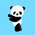 Cute baby panda in black and white cartoon