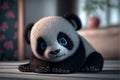 Baby panda with two blue eyes, 3d render, super realistic