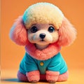 a cute baby pappy dog wearing coat full