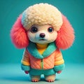 a cute baby pappy dog wearing coat full