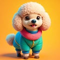 a cute baby pappy dog wearing coat full