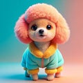 a cute baby pappy dog wearing coat full