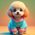 a cute baby pappy dog wearing coat full