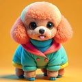 a cute baby pappy dog wearing coat full