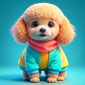 a cute baby pappy dog wearing coat full