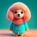 a cute baby pappy dog wearing coat full