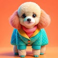 a cute baby pappy dog wearing coat full