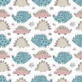 Cute baby pattern with dinosaurs, reptiles