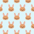 Cute baby pattern with little bunny. Cartoon animal girl print vector seamless. Sweet background with rabbit for children pajamas